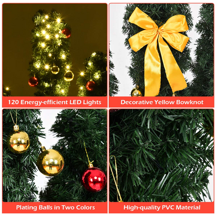 Dreamade Pre-Lit Artificial Cactus Christmas Tree with LED Lights and Ball Ornaments - DreamadeUS