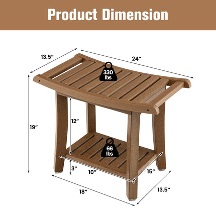 Dreamade Shower Bench, HDPE Waterproof Shower Stool with Storage Shelf