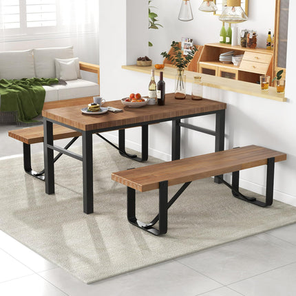 Dreamade Dining Bench, 60 Inch Entryway Shoe Rack Bench, Long Kitchen Bench with Metal Frame