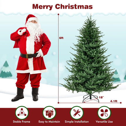 Dreamade 6ft Pre-Lit Artificial Christmas Tree, Hinged Xmas Tree with 280 Warm-White LED Lights
