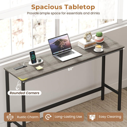 Dreamade 4 Piece Bar Table and Chairs Set with Power Outlet