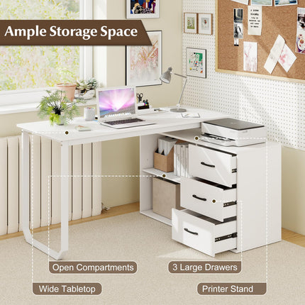 Dreamade 55 Inch L-Shaped Desk with Charging Station