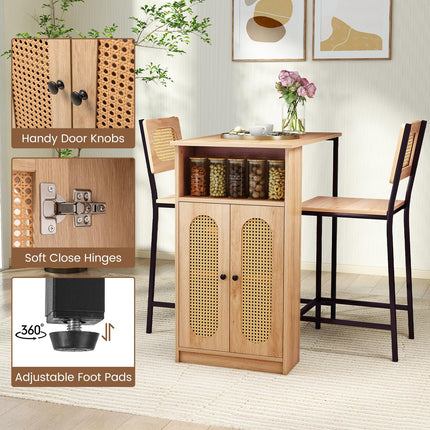 Dreamade 3-Pcs Boho Rattan Dining Table Set for 2