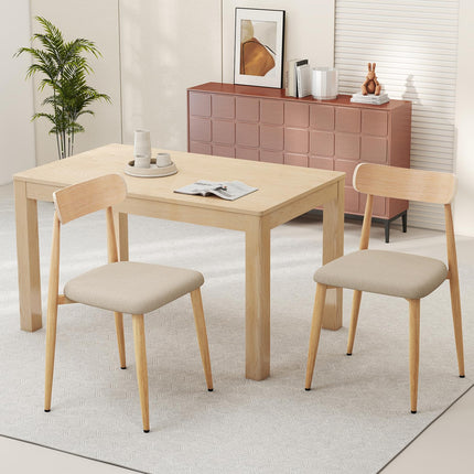 Dreamade Linen Fabric Upholstered Modern Dining Chair Set of 2/4 with Padded Seat and Curved Back