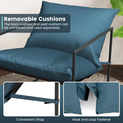 Dreamade Accent Chairs for Living Room - Metal Framed Armchair with Removable Sponge Cushion, Sling Accent Chair Set of 2