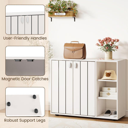 Dreamade Wood Shoe Cabinet with Doors with 3-Level Adjustable Open Shelves