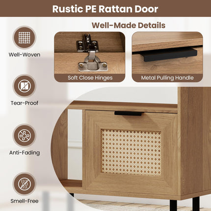 Dreamade Accent Side End Table with Storage Shelf and Cabinet for Small Space