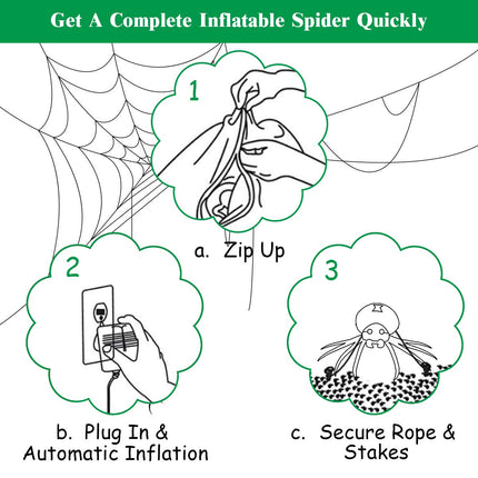 DREAMADE 6 FT Lighted Inflatable Spider Halloween Yard Decoration