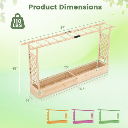 Dreamade Wooden Raised Garden Bed with Trellis & Hanging Roof
