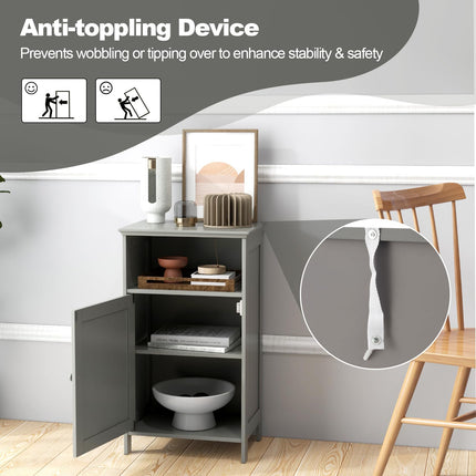 Dreamade Bathroom Floor Storage Cabinet - Side Cabinet with Open Compartment, 3-Position Adjustable Shelf