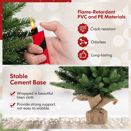 Dreamade 2ft Pre-Lit Tabletop Christmas Tree, Small Artificial Spruce Tree w/ 35 LED Lights