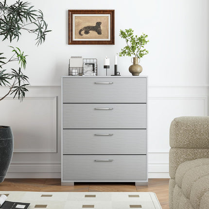 Dreamade Storage Cabinet with 4 Drawers, Metal Legs & Handles, Anti-Toppling Devices, Tall Cabinet