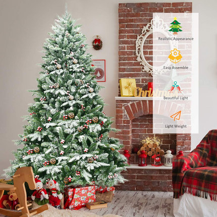 Dreamade 6.5FT Snow Flocked Christmas Tree - DreamadeUS
