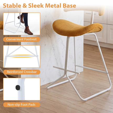Dreamade 25" Fabric Upholstered Armless Counter Height Chairs with Metal Legs & Footrest