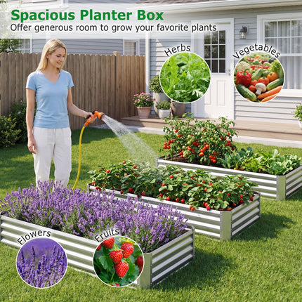 Dreamade 6 x 3 x 1 FT Galvanized Rectangular Metal Raised Garden Bed (1/2)