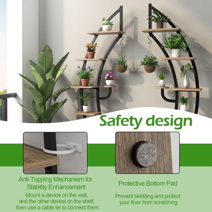Dreamade 6 Tier Metal Plant Stand Indoor, 61" Half Moon Plant Shelf
