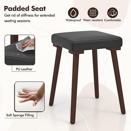 Dreamade 5-Piece Dining Table Set for 4 - Dining Table with 4 Upholstered Stools, Rubber Wood Legs