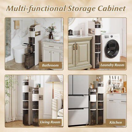 Dreamade 6-Tier Narrow Bathroom Storage Cabinet with Drawers and Tissue Box