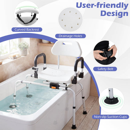 Dreamade Sliding Shower Chair with Swivel Seat