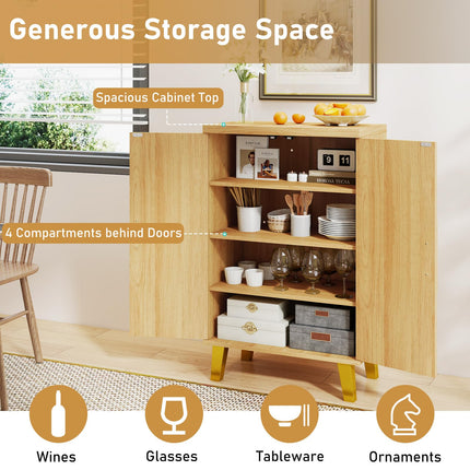 Dreamade Sideboard Buffet Cabinet, Kitchen Storage Cabinet with Double Doors & Removable Shelves (Natural Oak,1)