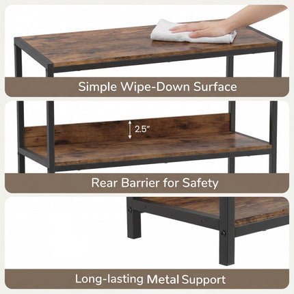 Dreamade Industrial 3-Tier Small Bookshelf with Wooden Shelves and Metal Frame
