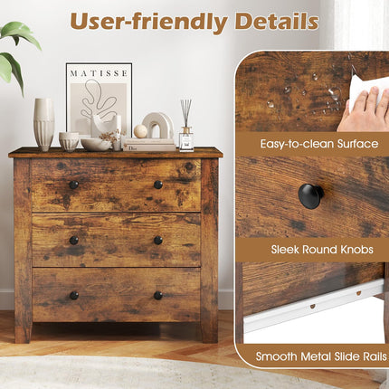 Dreamade Small 3-Drawer Dresser for Bedroom - 28.5” x 18” x 26” Wide Chest of Drawers, Modern Large Nightstand