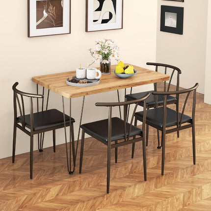 Dreamade 5-Piece Dining Table Set | 43-Inches Rectangular Kitchen Table & 4 Armless Chairs with Upholstered Seat