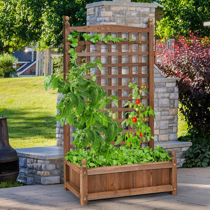 DREAMADE Raised Garden Bed with Trellis, 25" x 11" x 48" Planter