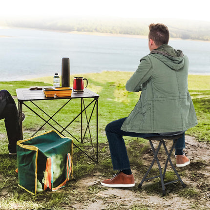 Dreamade Folding Stool, 18” Height Foldable Bar Stools, Portable Folding Chairs with Built-in Carry Handle