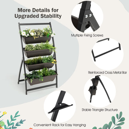 Dreamade 2 Pcs 4.1FT Vertical Raised Garden Bed, 4-Tier Elevated Planter Box