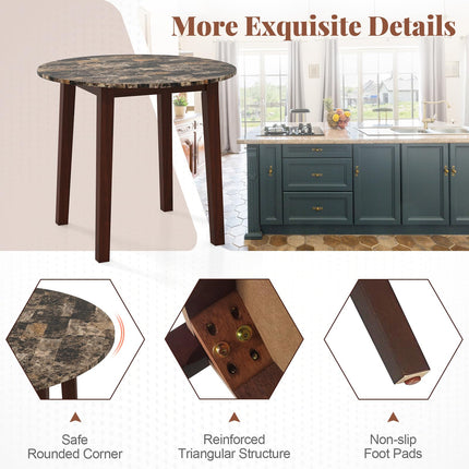 Dreamade 35” Round Dining Table - Kitchen Table with Rubber Wood Legs