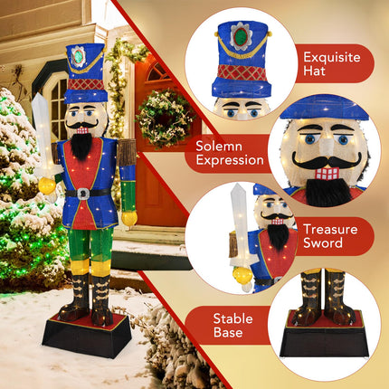 Dreamade 6 FT Lighted Nutcracker with Sword, Life-Size Soldier Christmas Decoration with 110 LED Lights