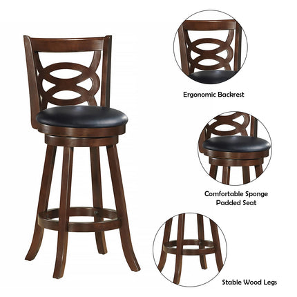 Dreamade Bar Stools, Counter Height Dining Chair, Fabric Upholstered 360 Degree Swivel