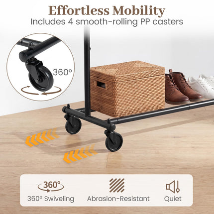 Dreamade Extendable Heavy-Duty Rolling Clothing Rack with Wheels