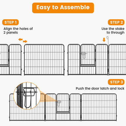 Dreamade Dog Playpen Outdoor 24" H - 8/16 Panels Metal Pet Fence for Puppies Small Dogs, Portable Dog Fence for Yard Garden RV Camping