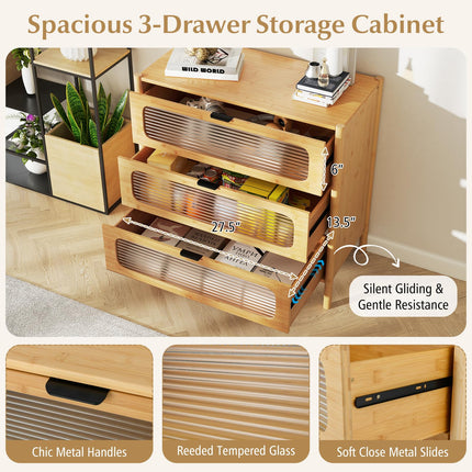 Dreamade Bamboo 3-Drawer Storage Cabinet