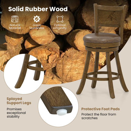 Dreamade 25" Swivel Bar Stools Set of 2/4 with Footrest & Rubber Wood Frame