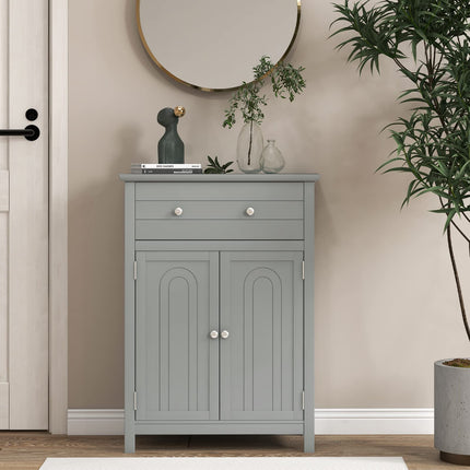 Dreamade Bathroom Storage Cabinet with Drawer - Floor Cabinet with Doors, Adjustable Shelf