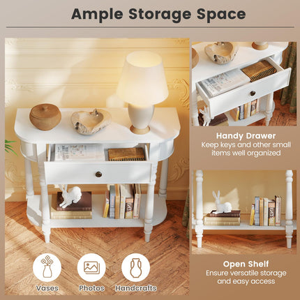 Dreamade 36" Wooden Entryway Table with Storage Drawer & Open Shelf