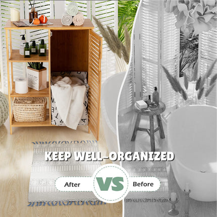 Bathroom Storage Cabinet Bamboo Floor Cabinet Free Standing Organizer - Dreamade