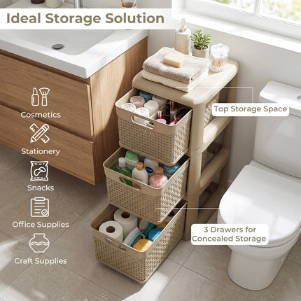 Dreamade 3-Drawer Counterop & Under-desk Compact Container Boxes for Office