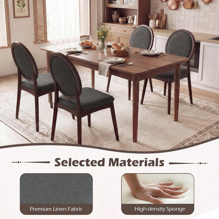 Dreamade Set of 2/4 Upholstered Linen Fabric Kitchen Side Chairs with Padded Seat