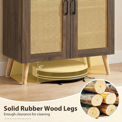 Dreamade Shoe Cabinet with Doors 4-Tier Rattan Shoe Rack Organizer Cabinet(Rattan Door)