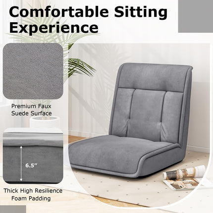 Dreamade Floor Chair, Lazy Sofa with 14-Poistion Adjustable Backrest & 5-Position Adjustable Headrest, Padded Sleeper Bed