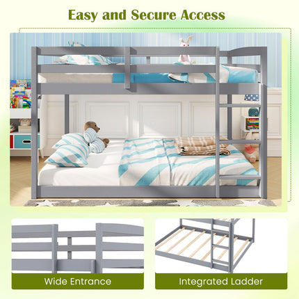 Dreamade Full Over Full Bunk Bed Solid Wood Kids Bunk Bed with Full-Length Guardrails