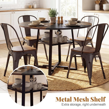 Dreamade Round Dining Table for 4-6 | 47.5" Circle Kitchen Table with Storage Shelf