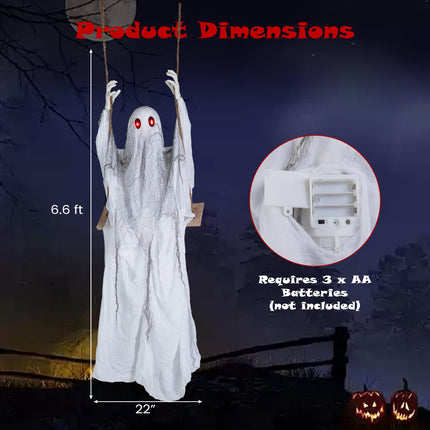 DREAMADE 6.6FT Halloween Hanging Ghost w/Red Eyes