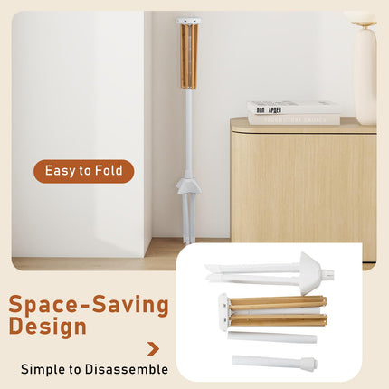 Dreamade 4 Legs Foldable Clothes Drying Rack with 8 Bamboo Hanging Rods and 40 Hanger Slots