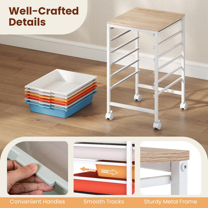 Dreamade 6-Drawer Rolling Storage Cart with Wooden Tabletop