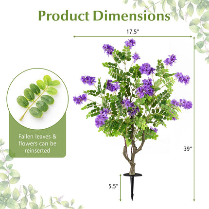 Dreamade 39” 2 Pack Artificial Locust Flower Trees with Ground Spikes | Sophora Japonica Blossoms